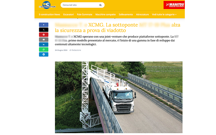 欧洲媒体e-CONSTRUCTION点赞必发桥梁检测车